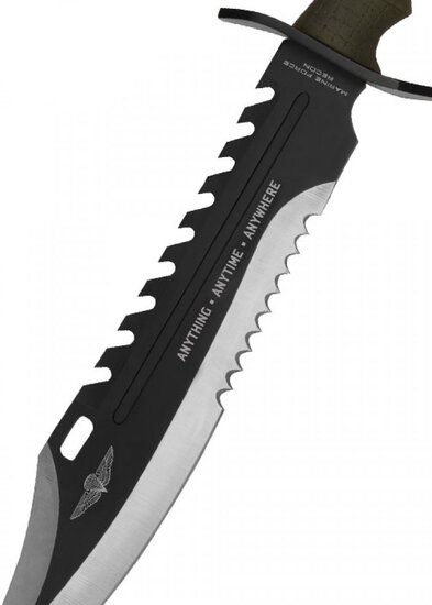 USMC Sawback Bowie Knife &ndash; Zwart Bowie Mes met Schede